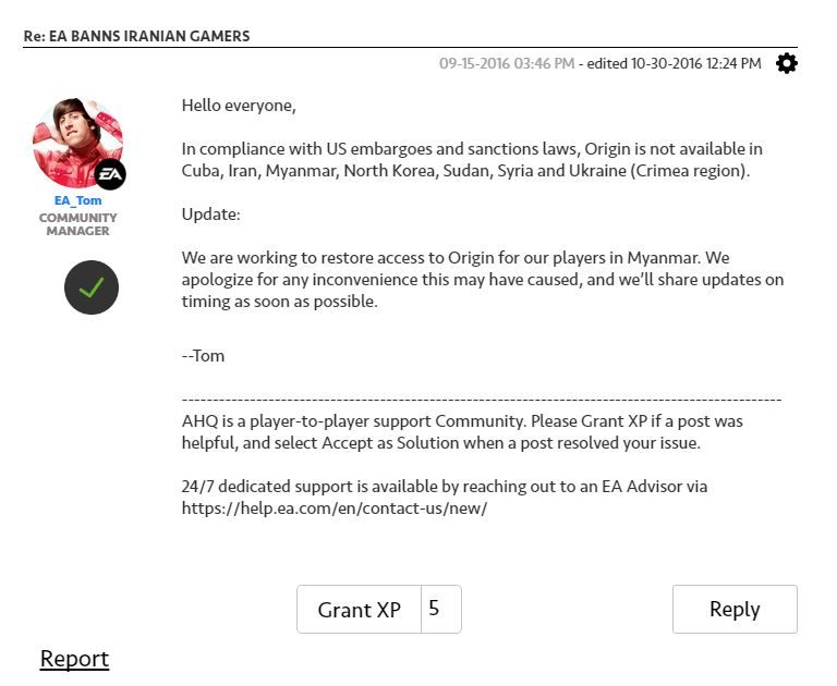 EA заблокировали Origin в целой стране